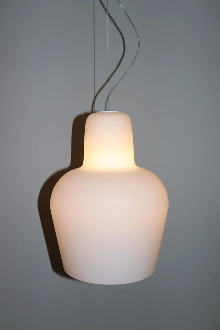 1980s Mid-Century Itre White Murano Glass Pendant Lamp - 5