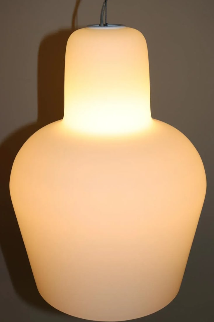 1980s Mid-Century Itre White Murano Glass Pendant Lamp - 7