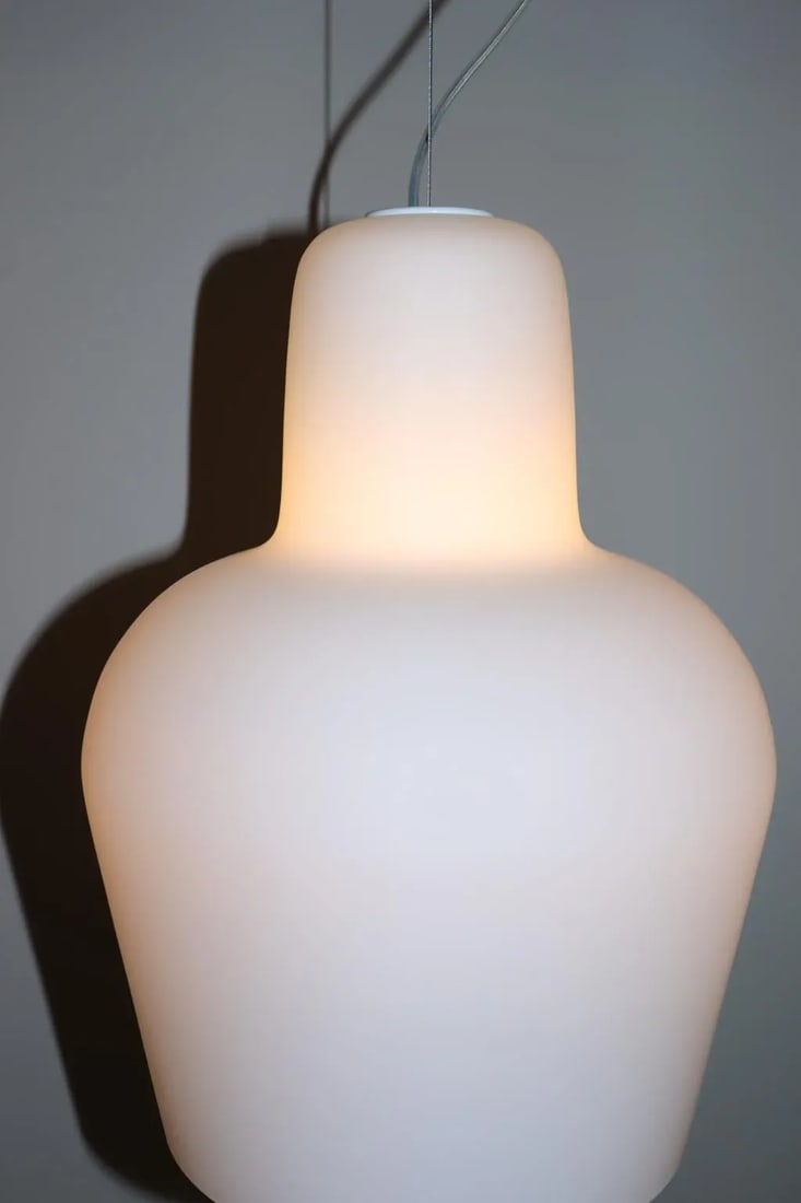 1980s Mid-Century Itre White Murano Glass Pendant Lamp - 8
