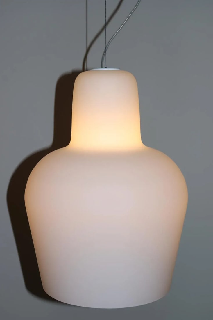 1980s Mid-Century Itre White Murano Glass Pendant Lamp - 9