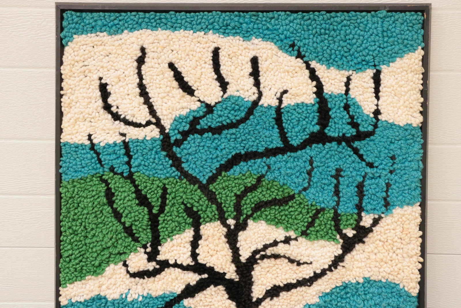 Tree Silhouette Framed Hand Hooked Tapestry - 2