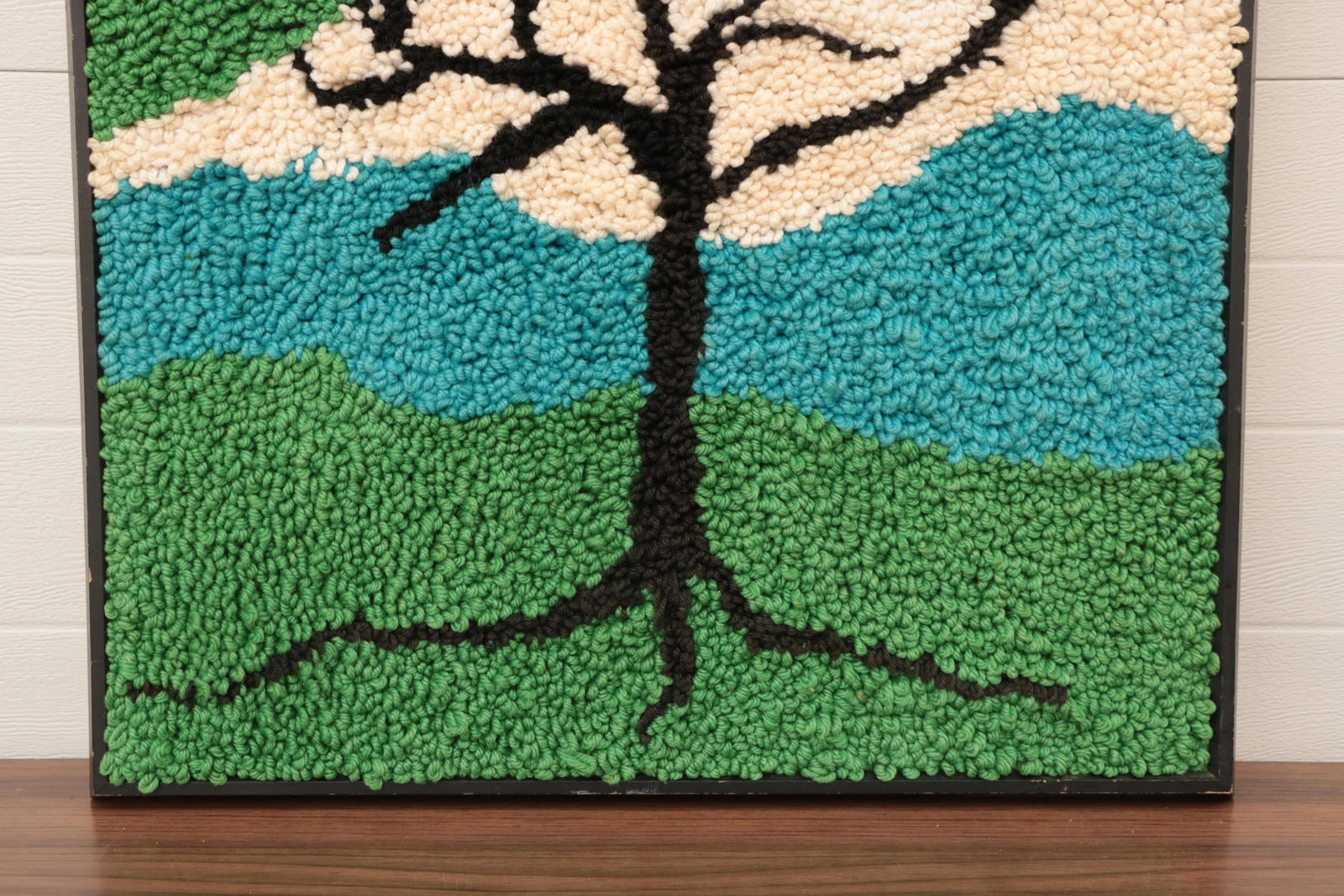 Tree Silhouette Framed Hand Hooked Tapestry - 3