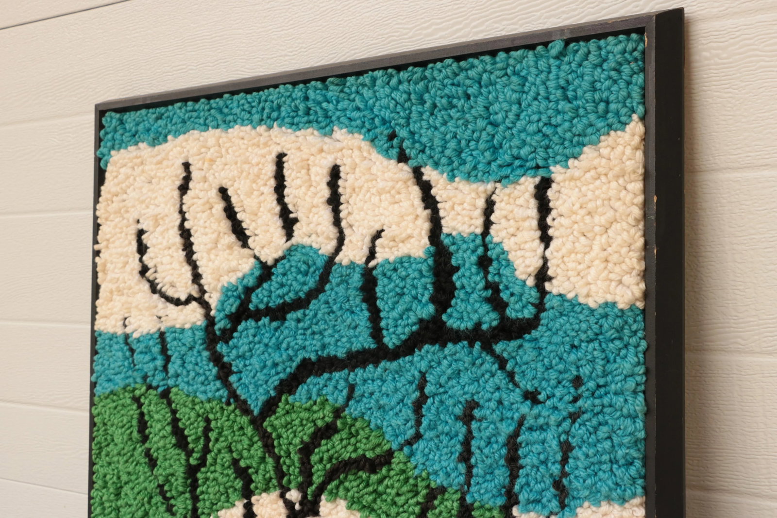 Tree Silhouette Framed Hand Hooked Tapestry - 4