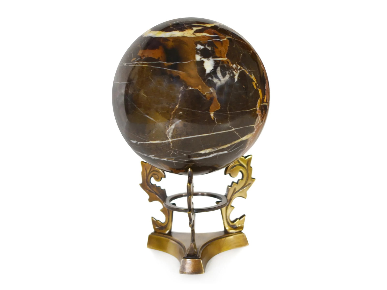 Late 20th Century Black Gold Onyx Orb Sphere Ball Figurine - 2