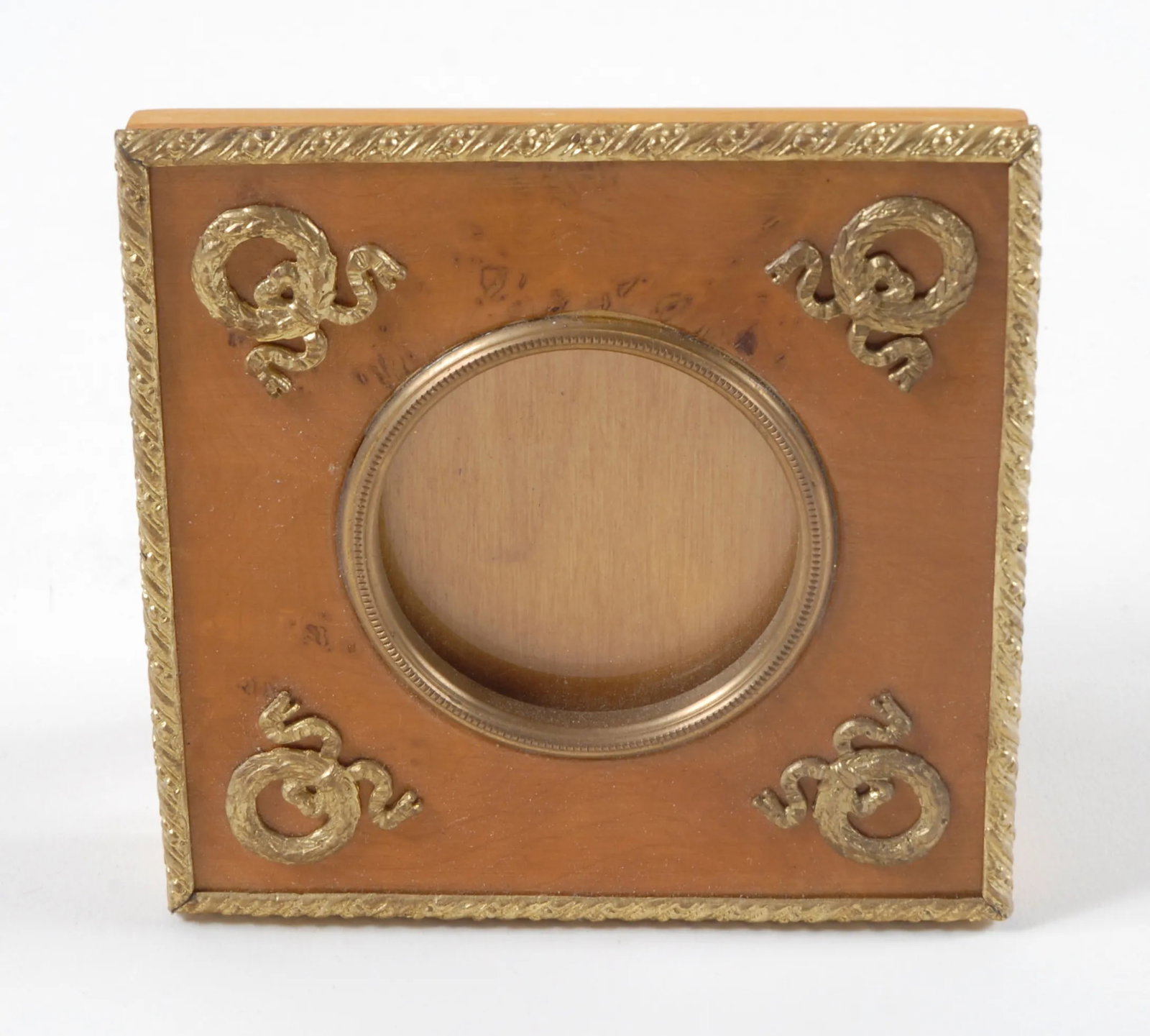 1900s Bronze Dore Burled Elm Picture Frame - 2