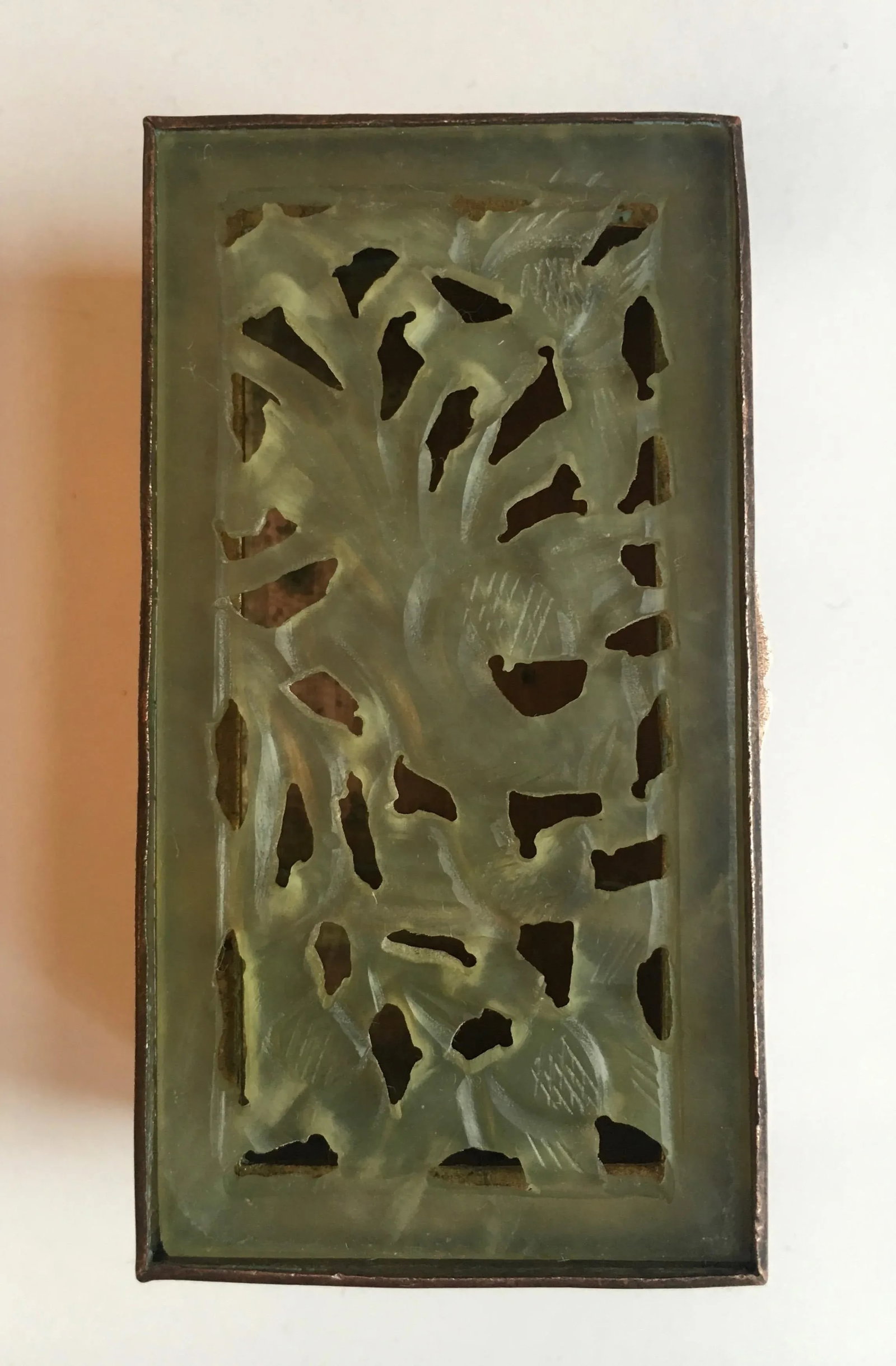 Chinese Brass and Carved Jade Box - 2