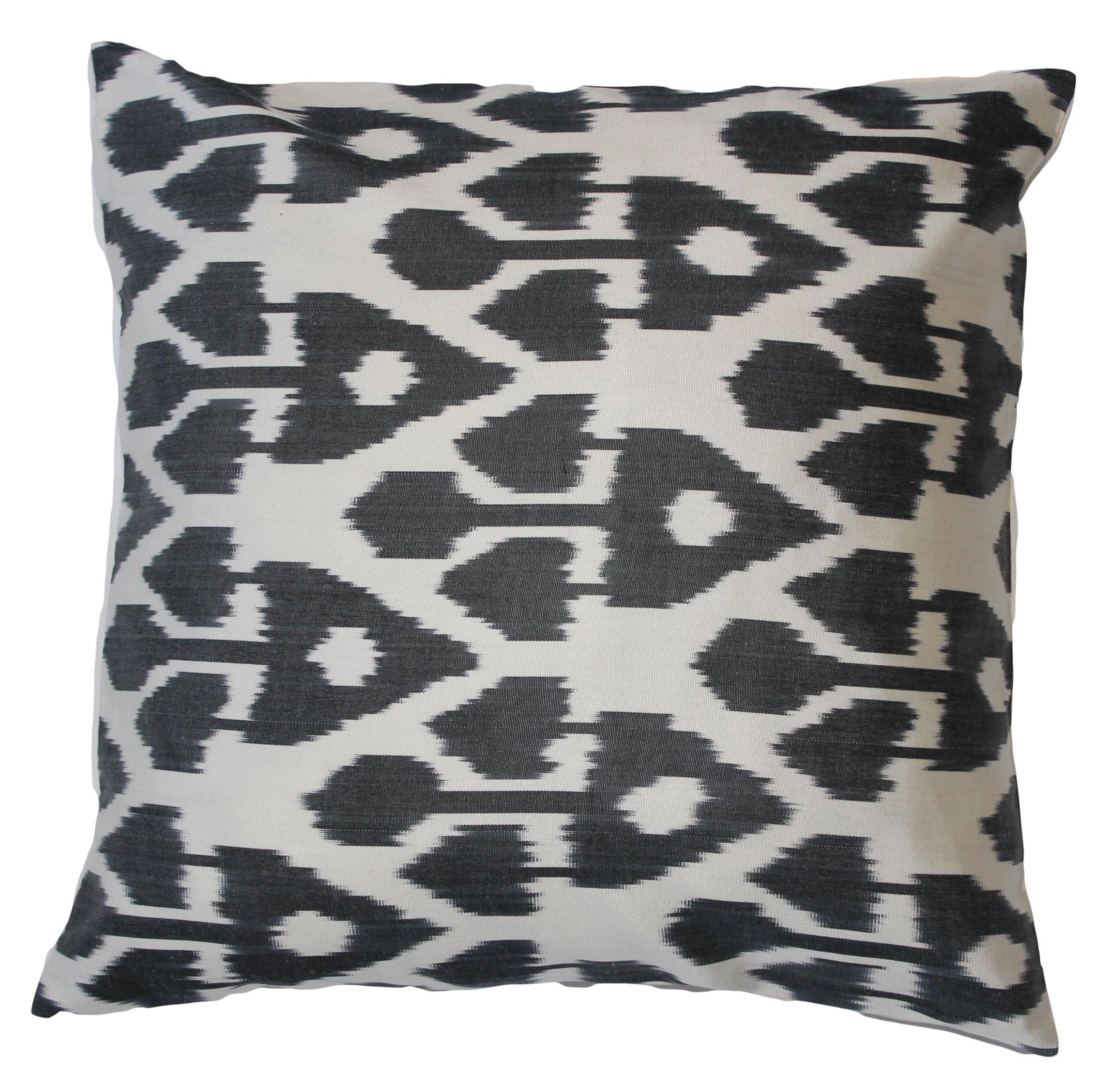 Contemporary Silk Ikat Bohemian Throw Pillow: Bohemian silk ikat pillow with vibrant colors of red, beige and blue. Super hand soft. Pillow has a zipper for closure. Insert is included. Condition: Imperfections: No Imperfections Origin: Turkey