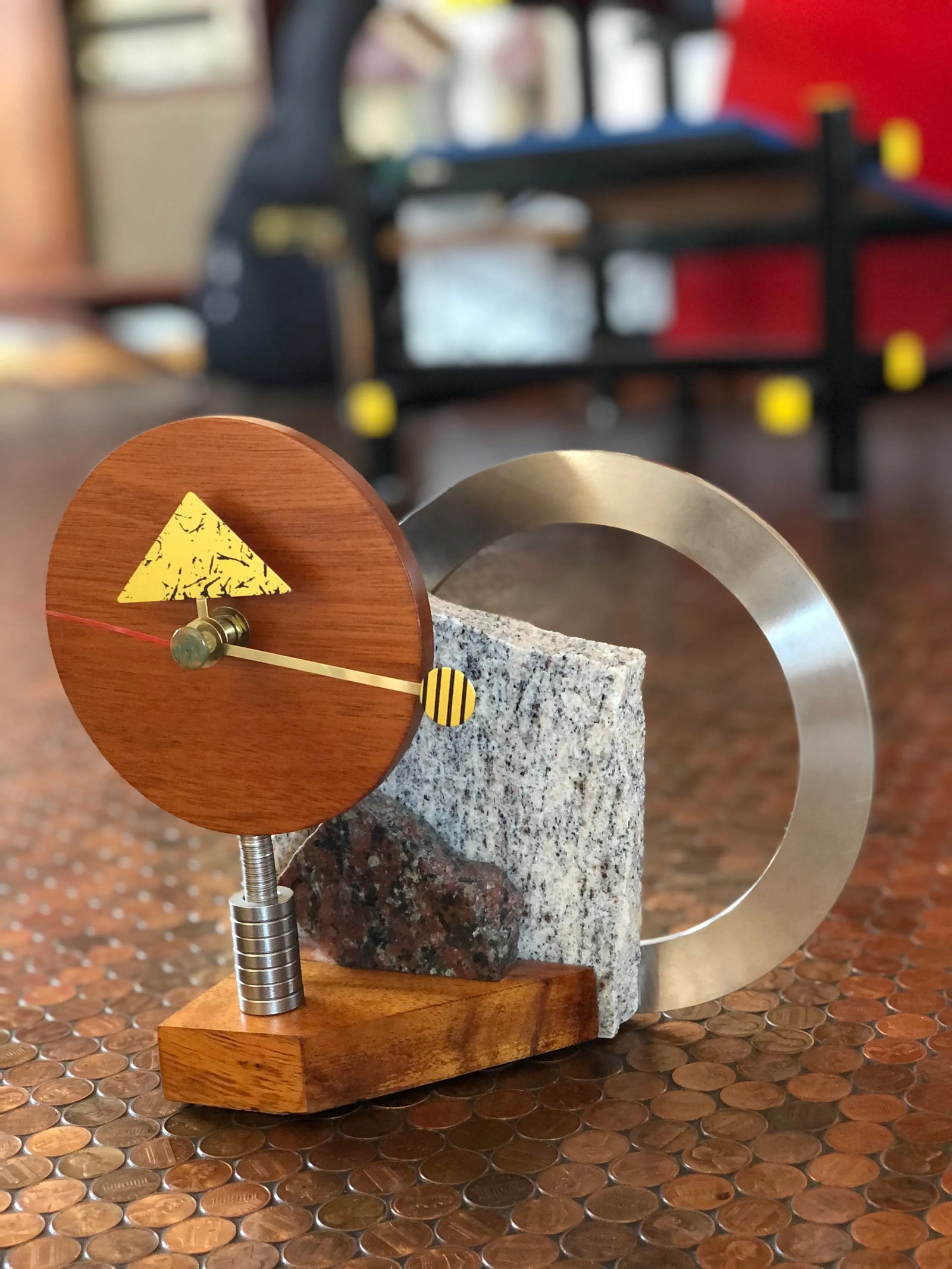 Memphis Styled Artisan Made Clock, 1990s - 2