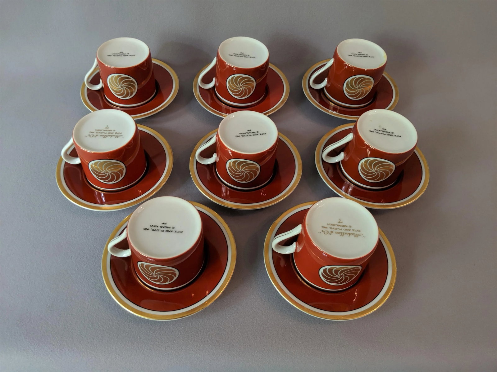 Fitz & Floyd Medaillon Orange d'Or Coffee Service - Set of 8 - 10