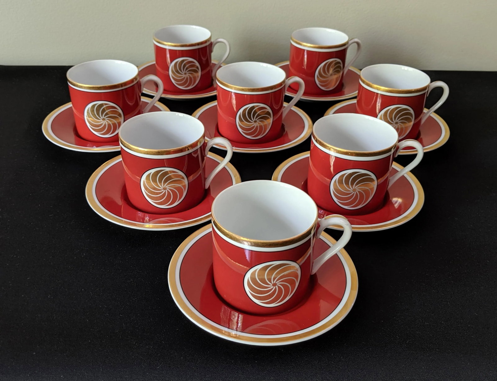 Fitz & Floyd Medaillon Orange d'Or Coffee Service - Set of 8 - 13