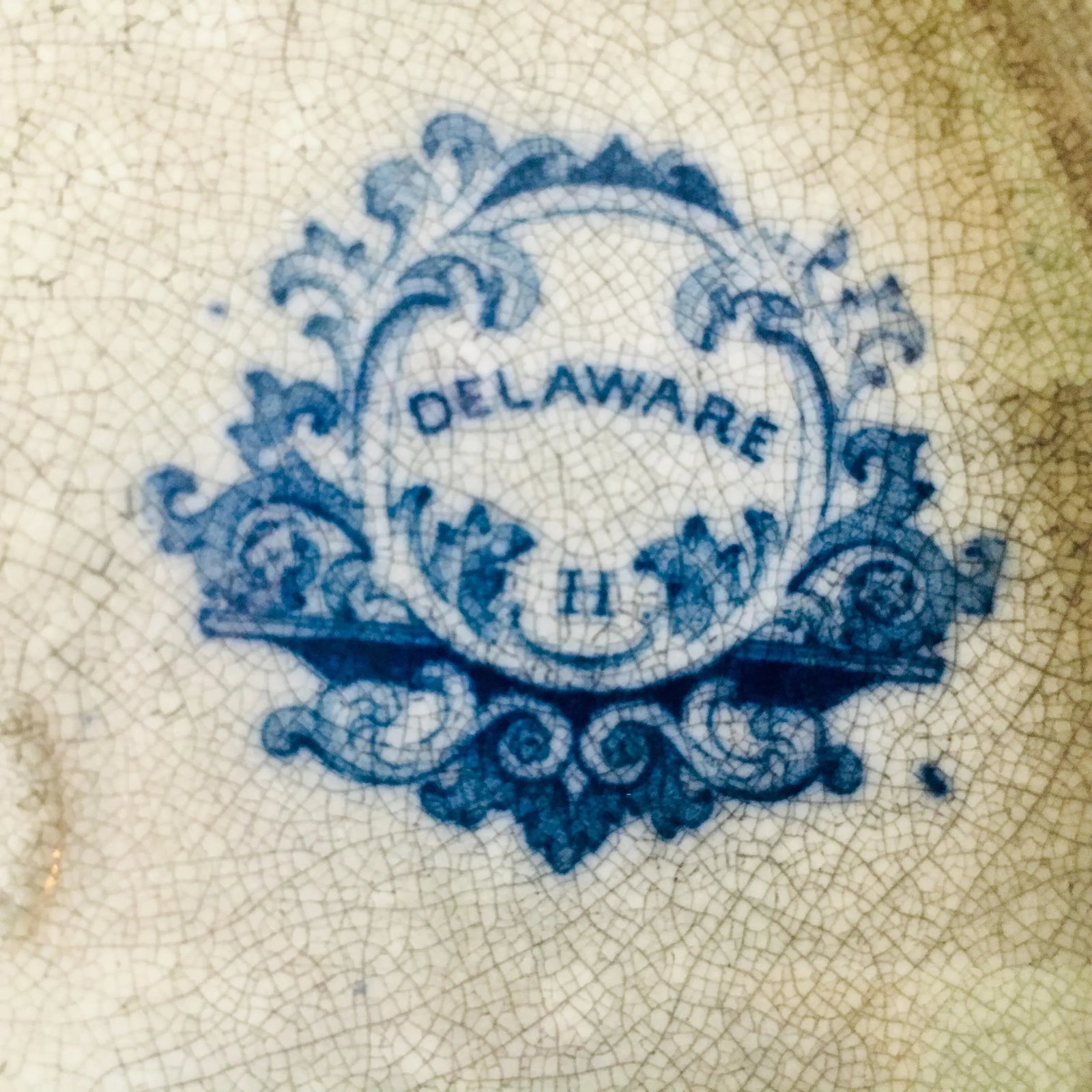 Antique C & W K Harvey Delaware Pattern Blue Transferware Bowl - 7