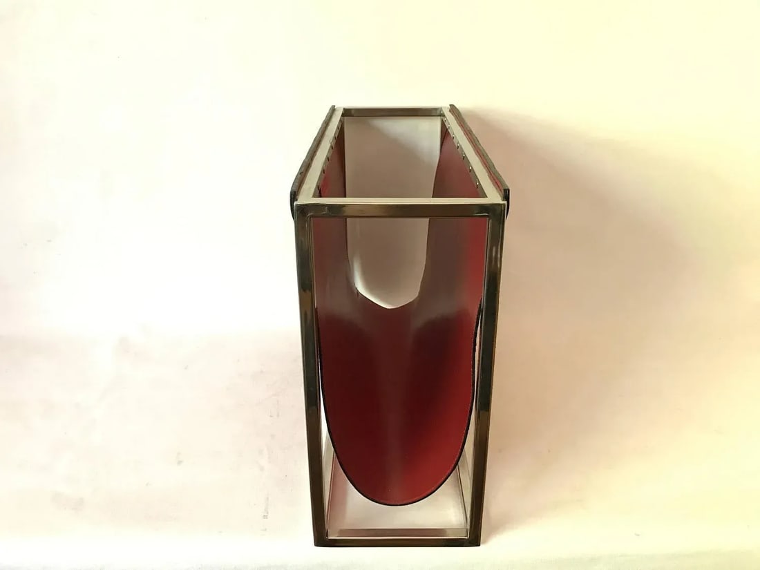 Vintage Red Chrome Global Views Magazine Caddy Rack - 3