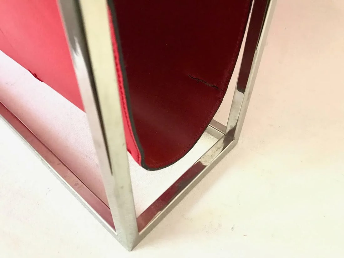 Vintage Red Chrome Global Views Magazine Caddy Rack - 4