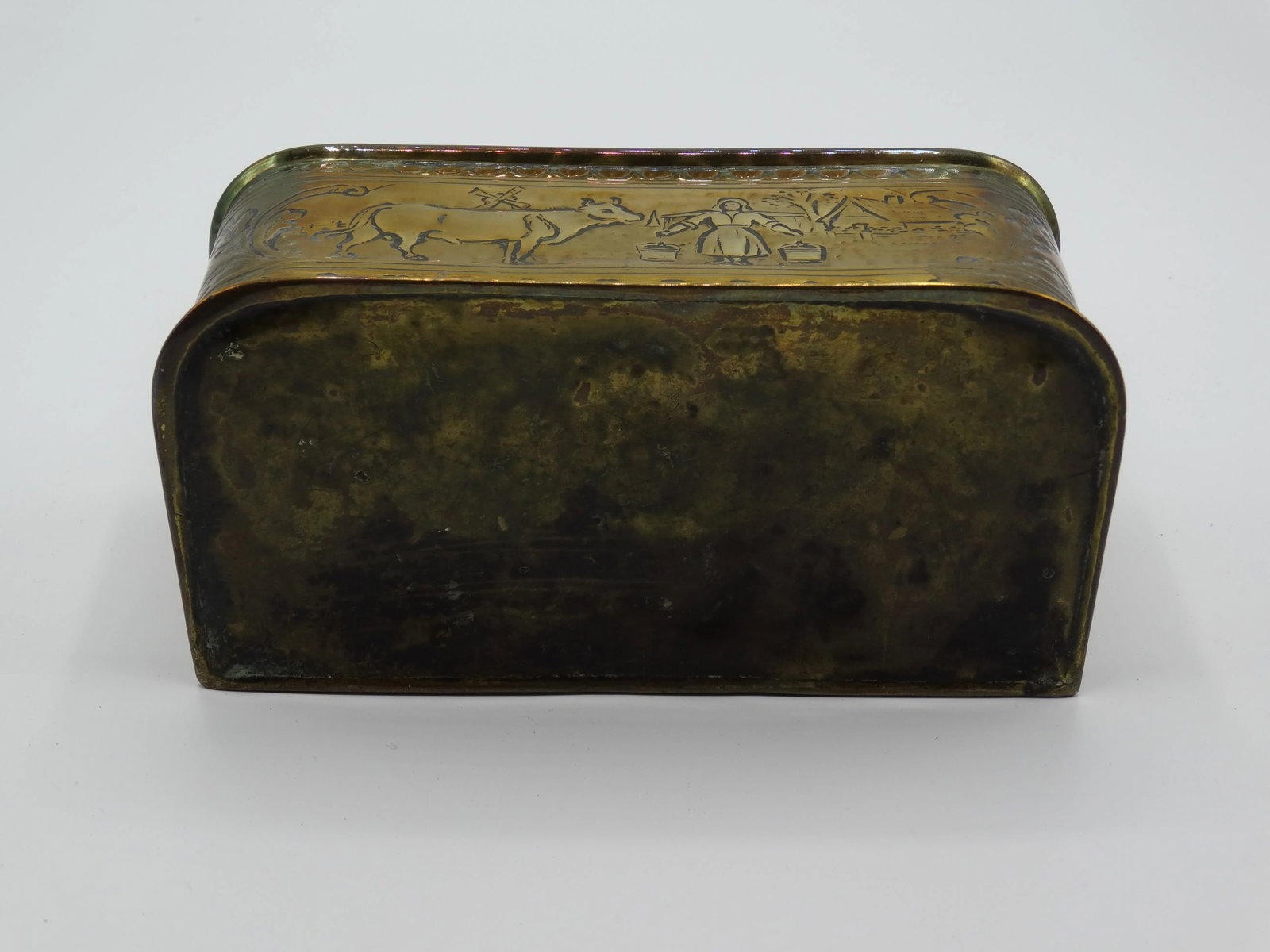 Antique Dutch Brass Lidded Candle Box - 6