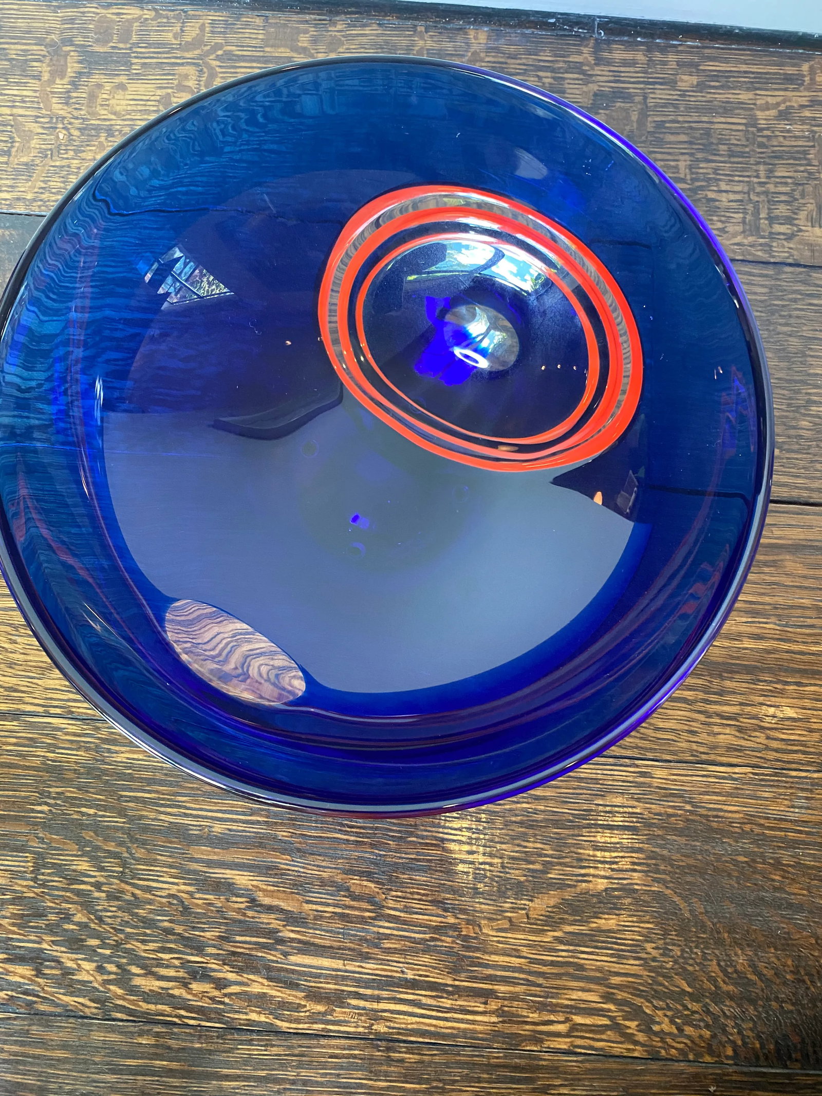 Archimede Seguso Murano for Tiffany Blue Art Glass Bowl With Cut Outs - 4