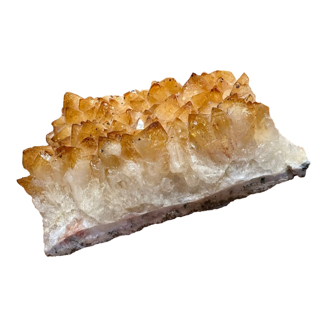 Large Natural Brazilian Orange Citrine Geode: Large Natural Brazilian Orange Citrine Geode Perfect on a bookcase, mantle, vanity, or anywhere you want to add beauty Condition: Alterations: Original Condition Unaltered Imperfections: Some Imperfec
