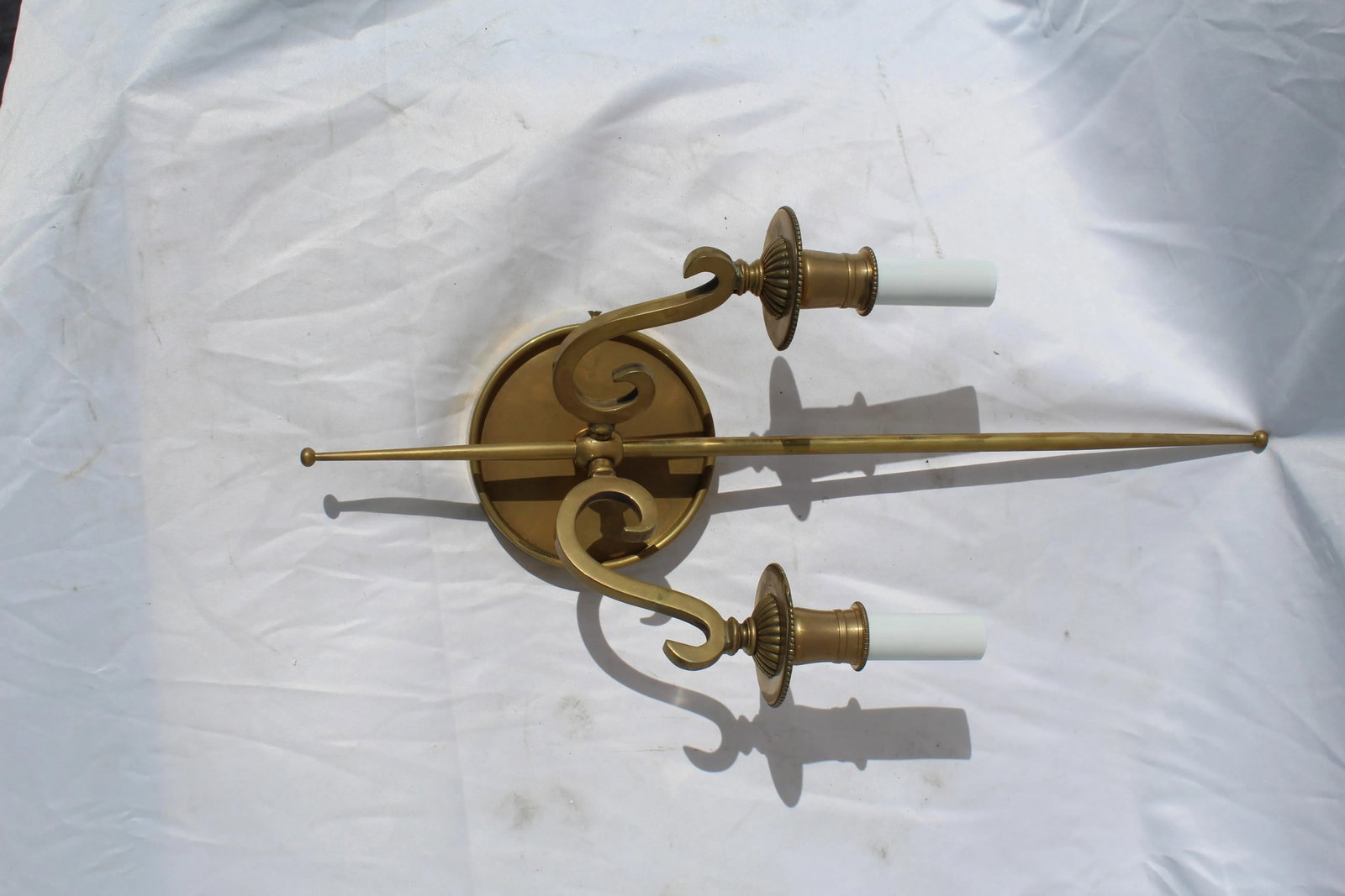 Mid-Century Modern Solid Brass Single Sconce - 7