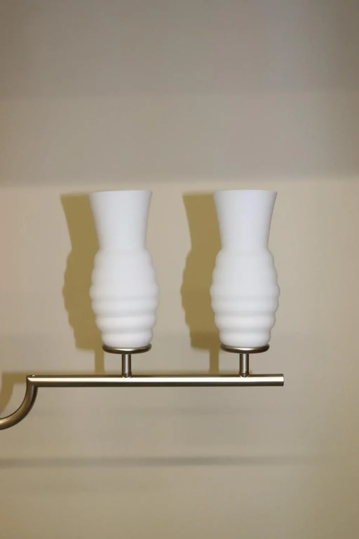 1990s Mid-Century Itre Pendant Lamp White Glass - 5