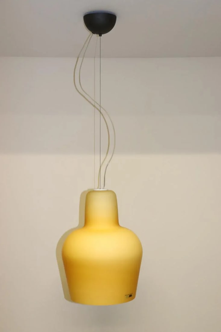 1980s Mid-Century Itre Amber Murano Glass Pendant Lamp - 11