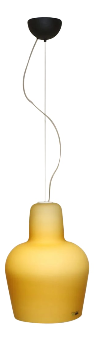 1980s Mid-Century Itre Amber Murano Glass Pendant Lamp: Murano Pendant Lamp, Hand Blown "Incamiciato Amber Glass with Satin Finish. Mounting: canopy and metal details grey lacquered. . Manufactured by ITRE. Conditions: excellent. Dimensions of the glass:
