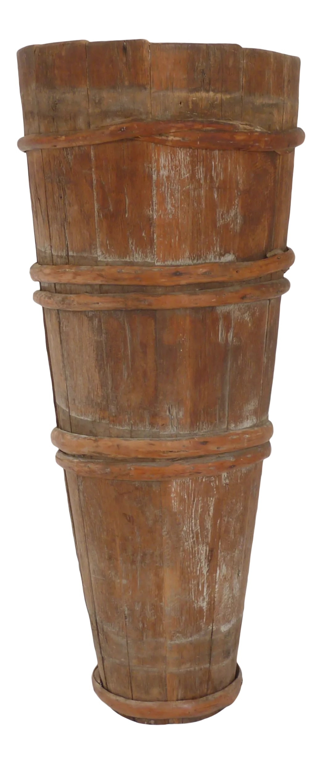 Antique Greek Olive Barrel: Antique Greek stave bound weathered wooden olive bucket. Condition: Alterations: Unknown Imperfections: Some Imperfections Condition Notes: Excellent, normal wear Materials & Techniques: Wood