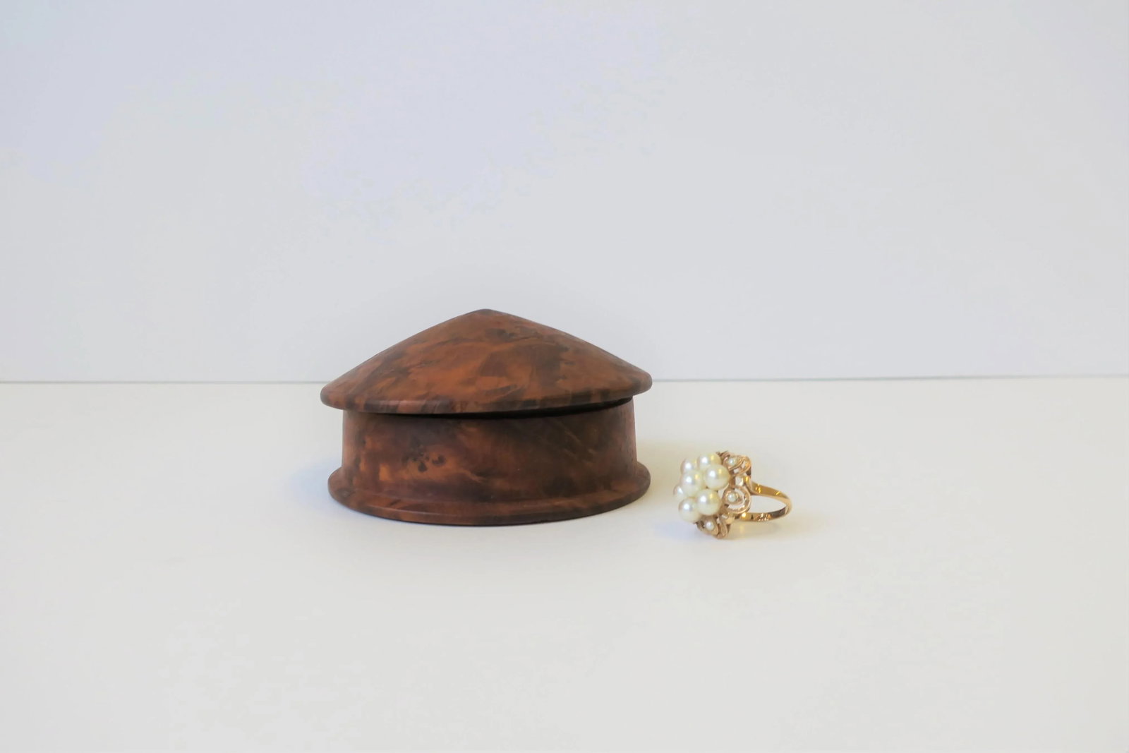 Round Burl Trinket or Jewelry Box - 4