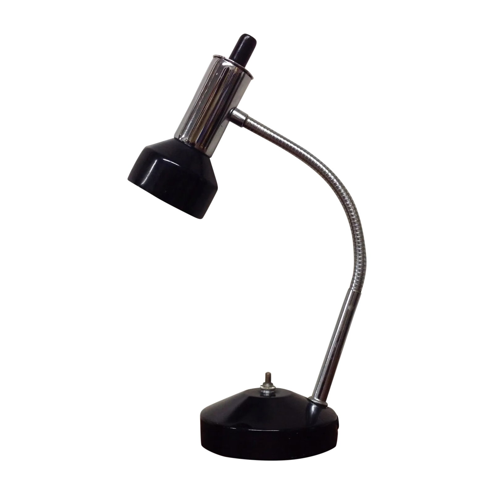 Mid-Century Italian Black & Chrome Flashlight Lamp: Mid Century Italian Black & Chrome Flashlight Lamp. We ALWAYS accept reasonable offers. Before it's gone forever... MAKE AN OFFER! Condition: Condition Notes: Excellent - Minor wear consistent with