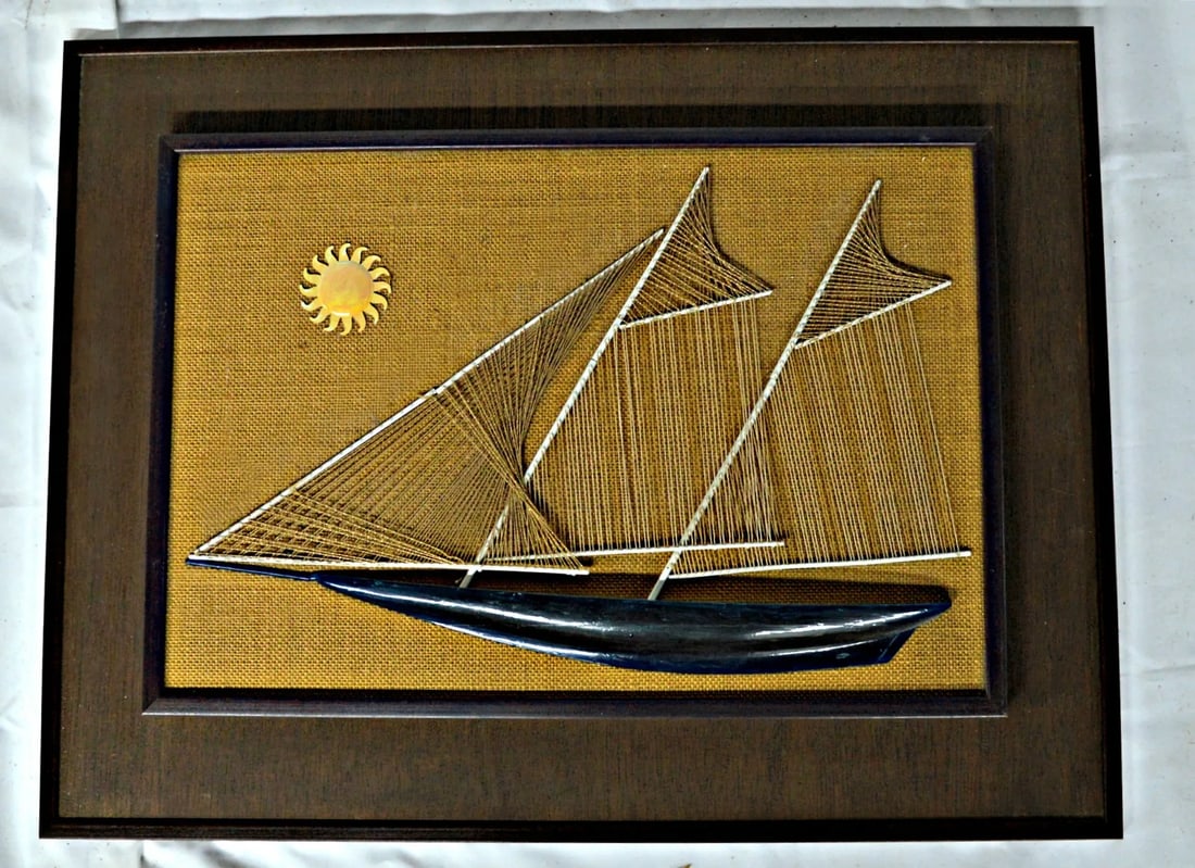 Sailboat String & Nail Ship Hanging Art - 2