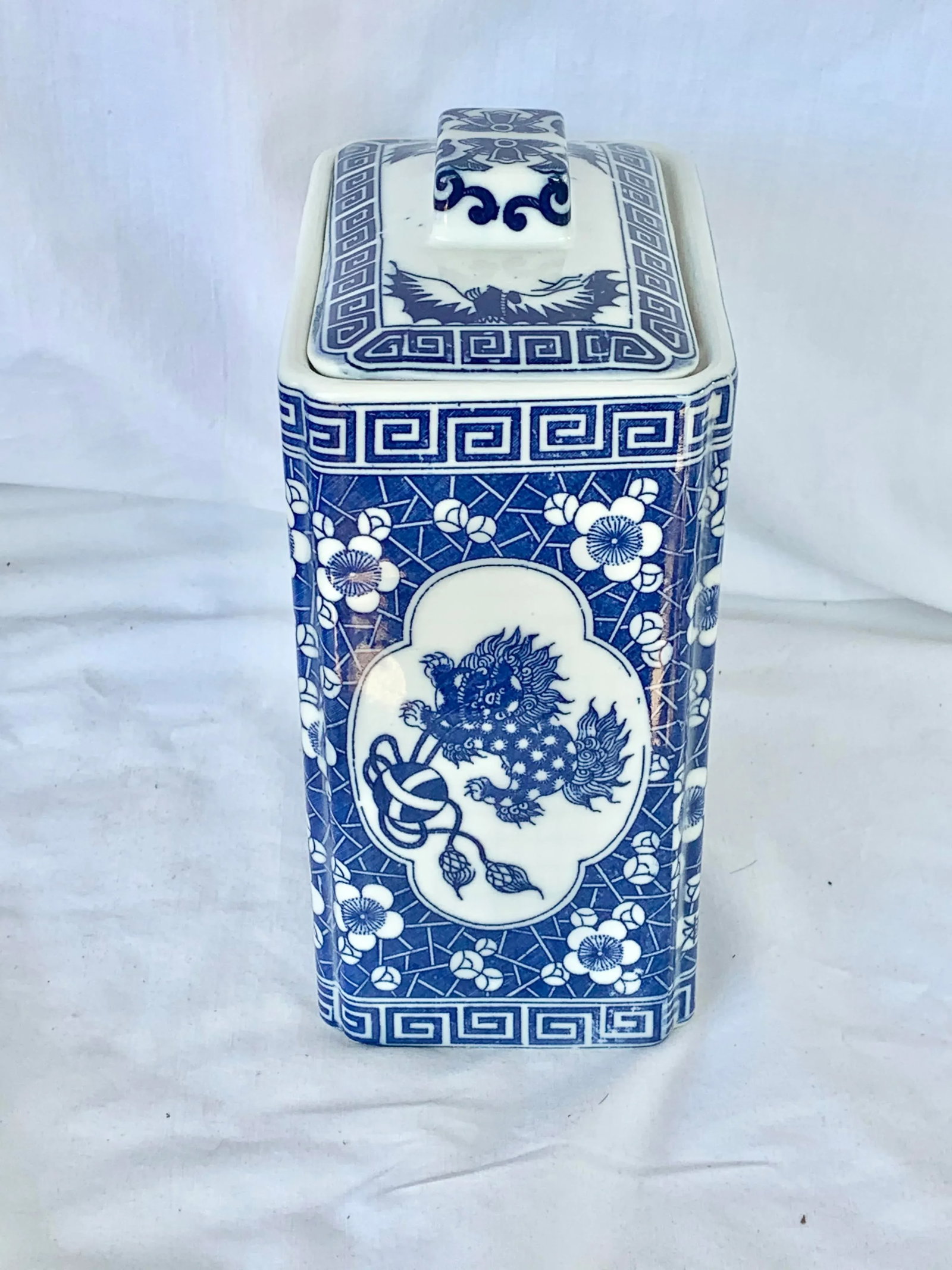Vintage Blue and White Lidded Container - 2