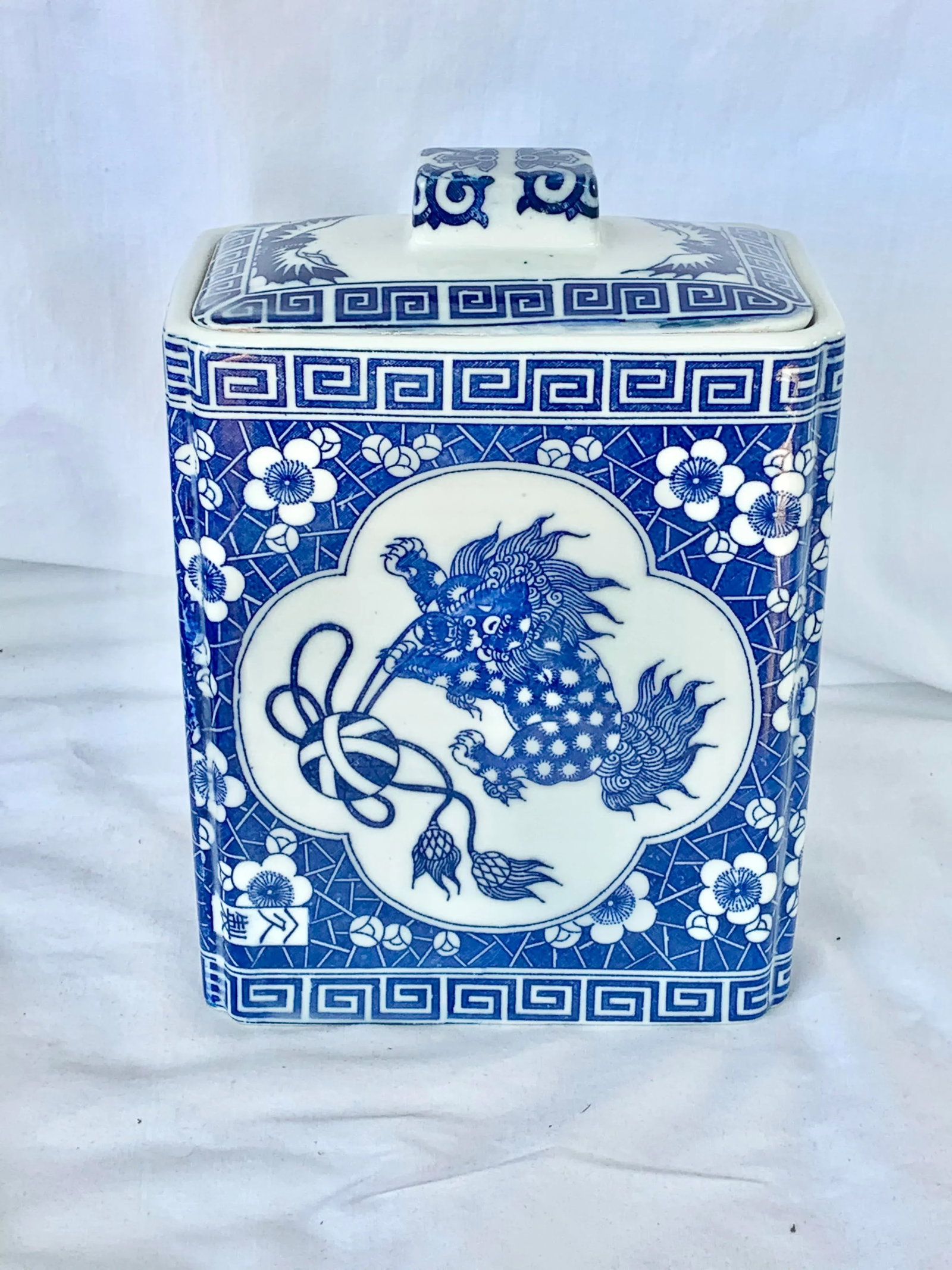 Vintage Blue and White Lidded Container - 3
