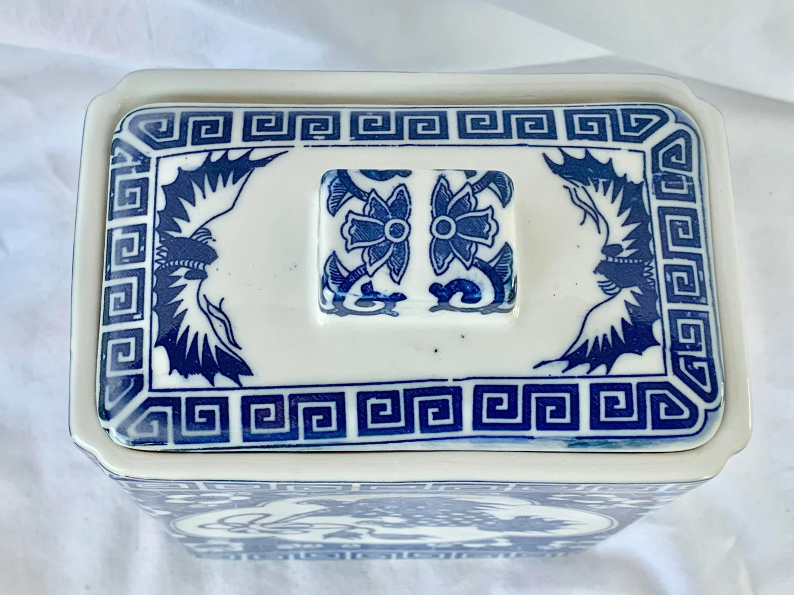 Vintage Blue and White Lidded Container - 5