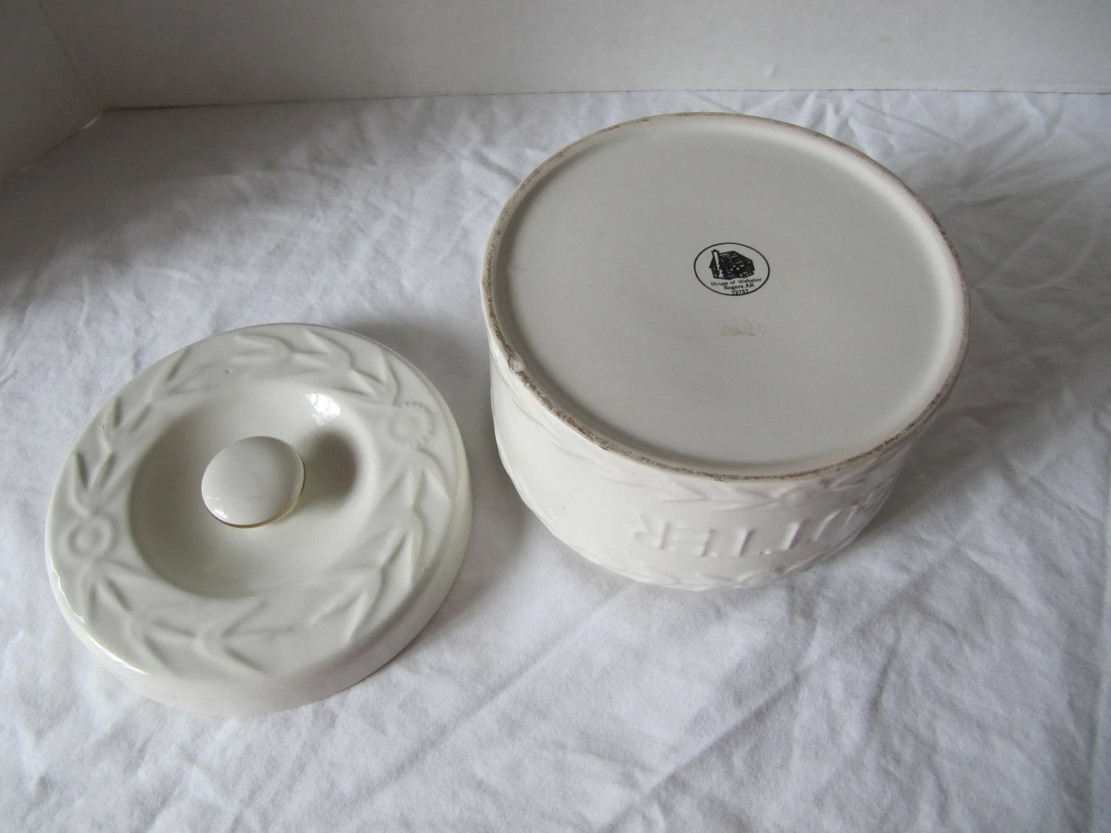 Vintage Ceramic Butter Crock With Flowers - 6