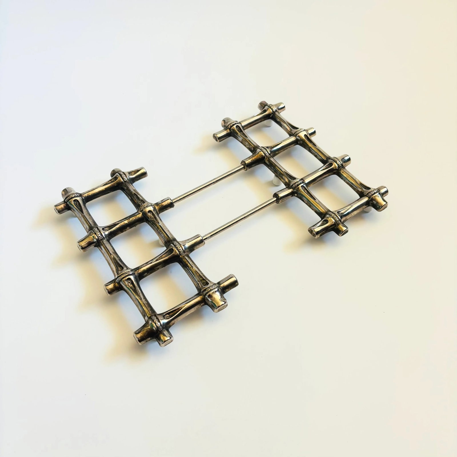Expanding Silver Bamboo Trivet - 2