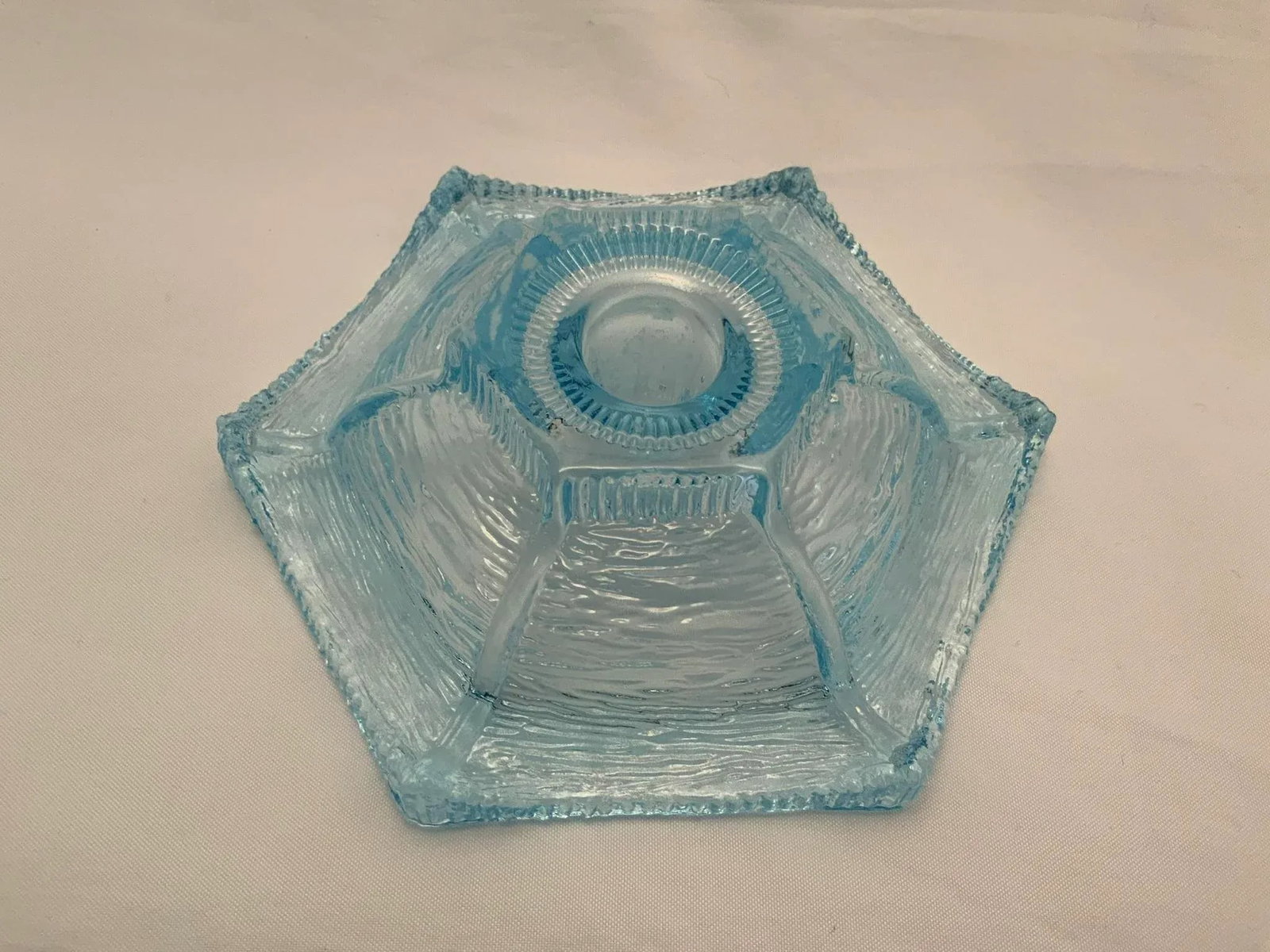 Vintage L.E. Smith Blue Glass Candle Holder - 2