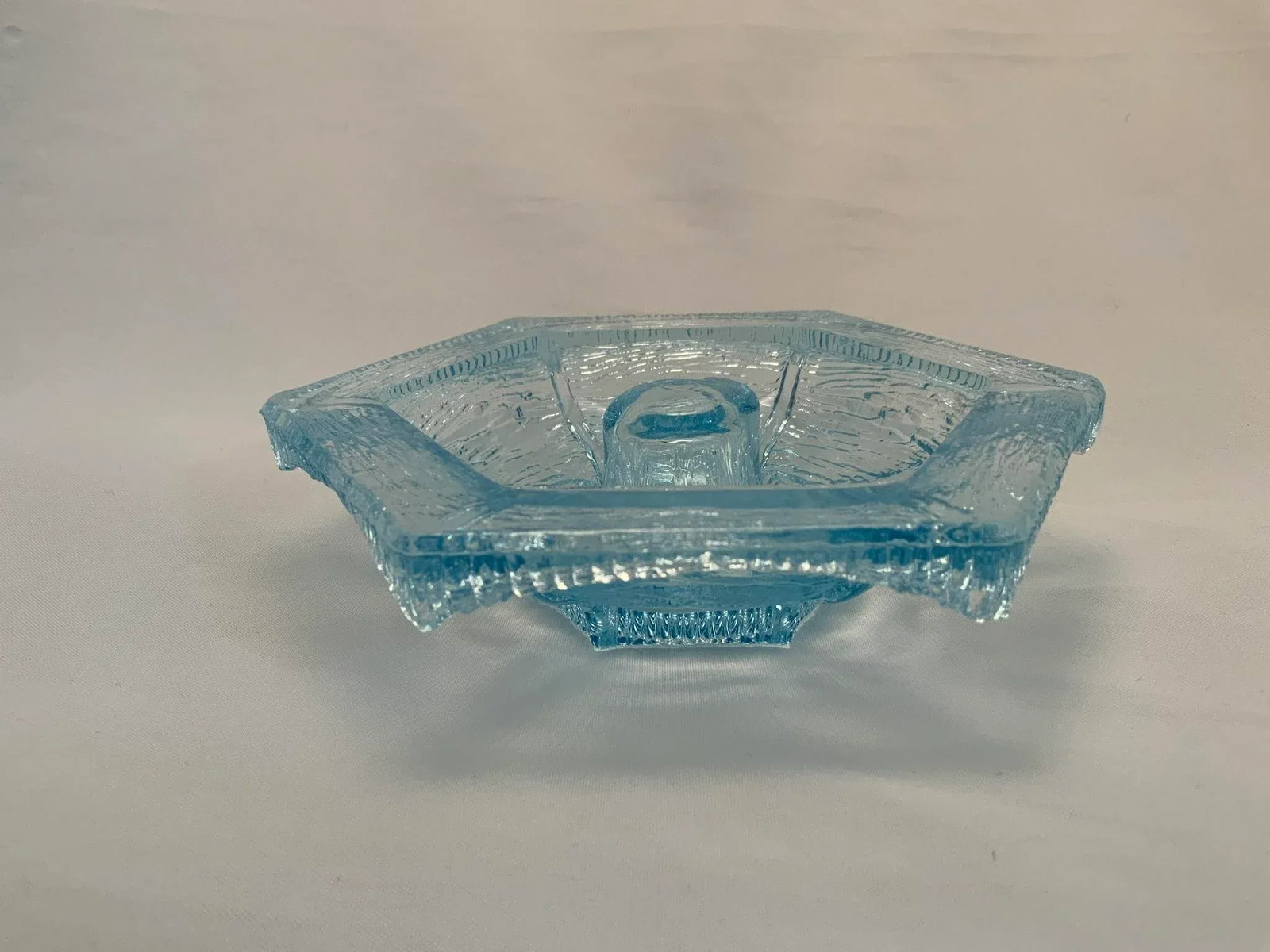 Vintage L.E. Smith Blue Glass Candle Holder - 5