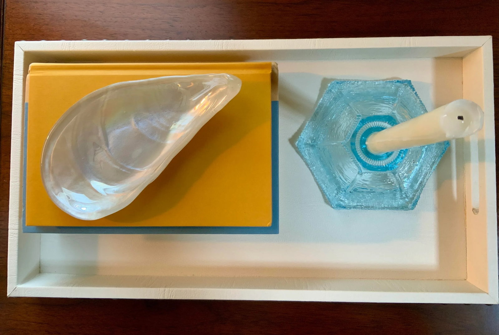 Vintage L.E. Smith Blue Glass Candle Holder - 7