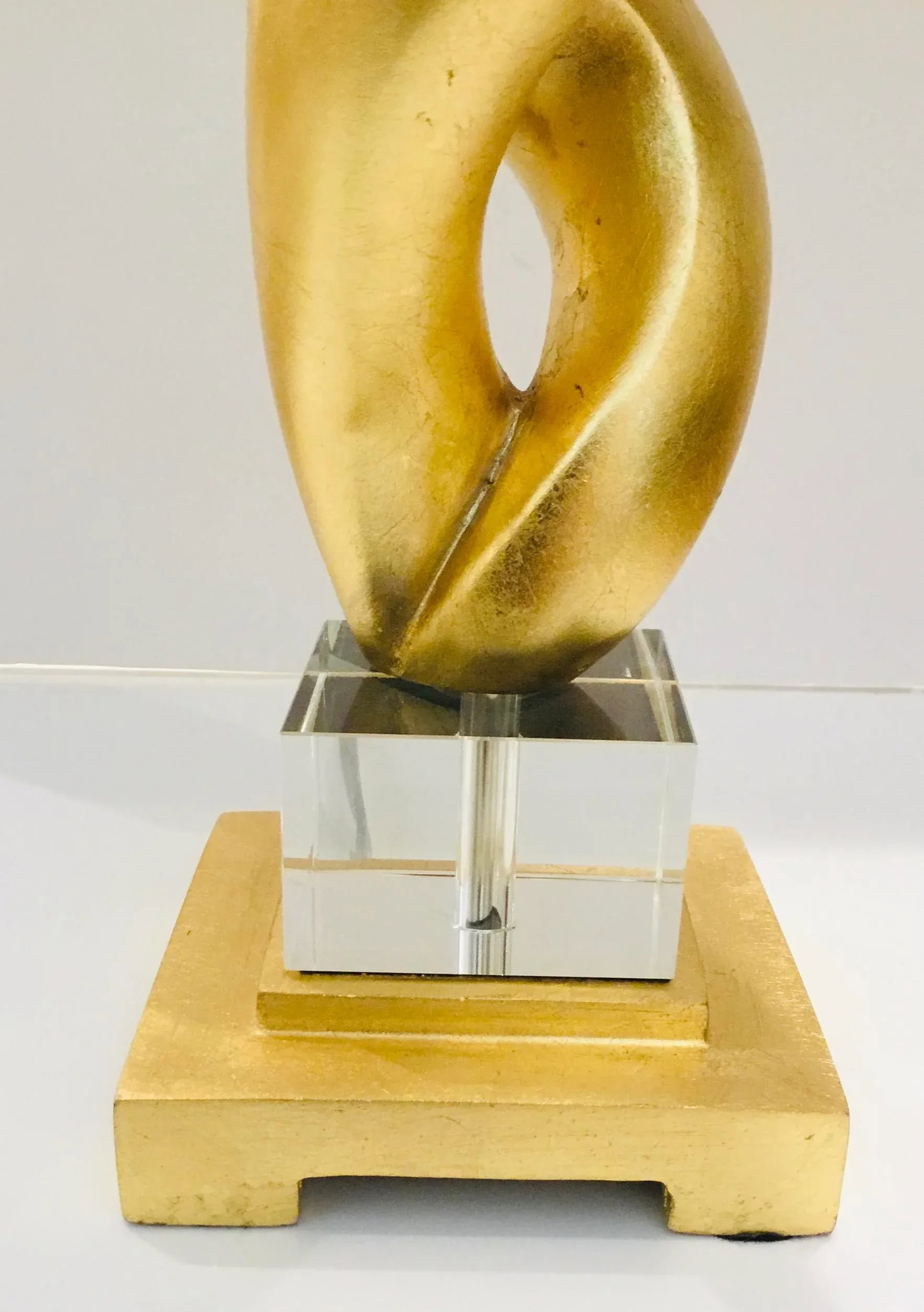Modern Gold Leaf Finished Sculptural Table Lamps Pair - 3