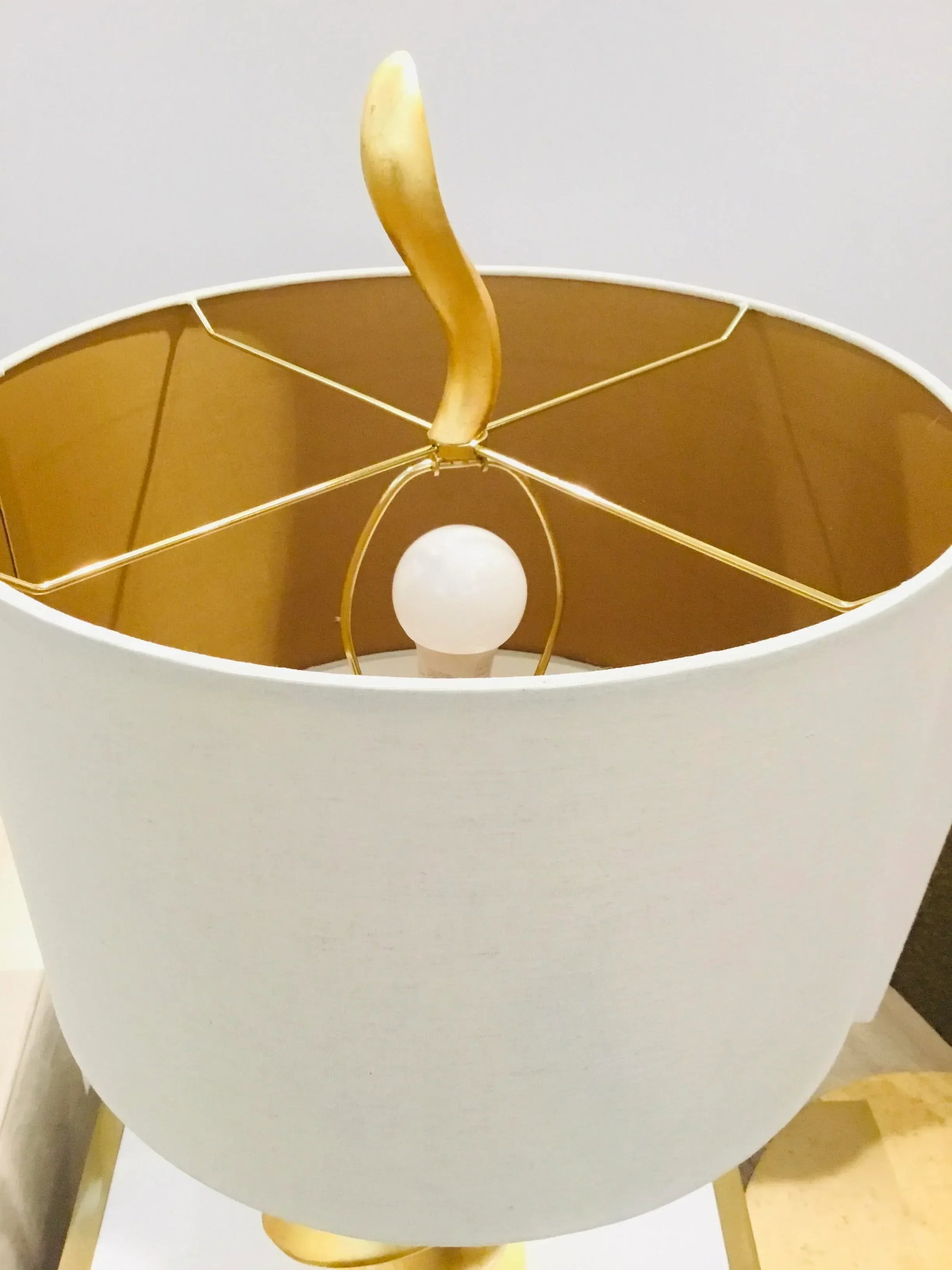 Modern Gold Leaf Finished Sculptural Table Lamps Pair - 5