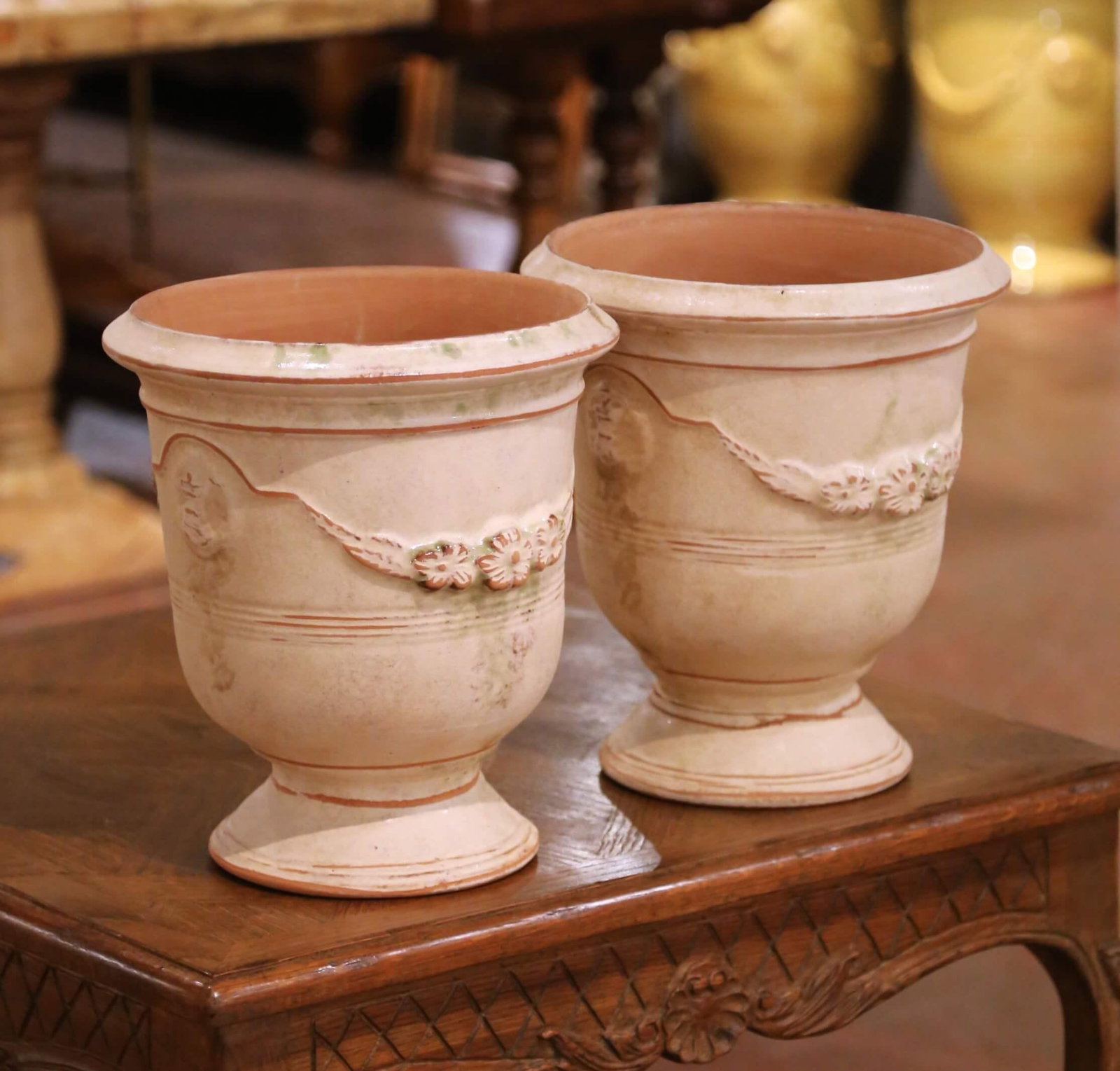 Pair of French Anduze Terracotta Planters Signed La Madeleine - 2