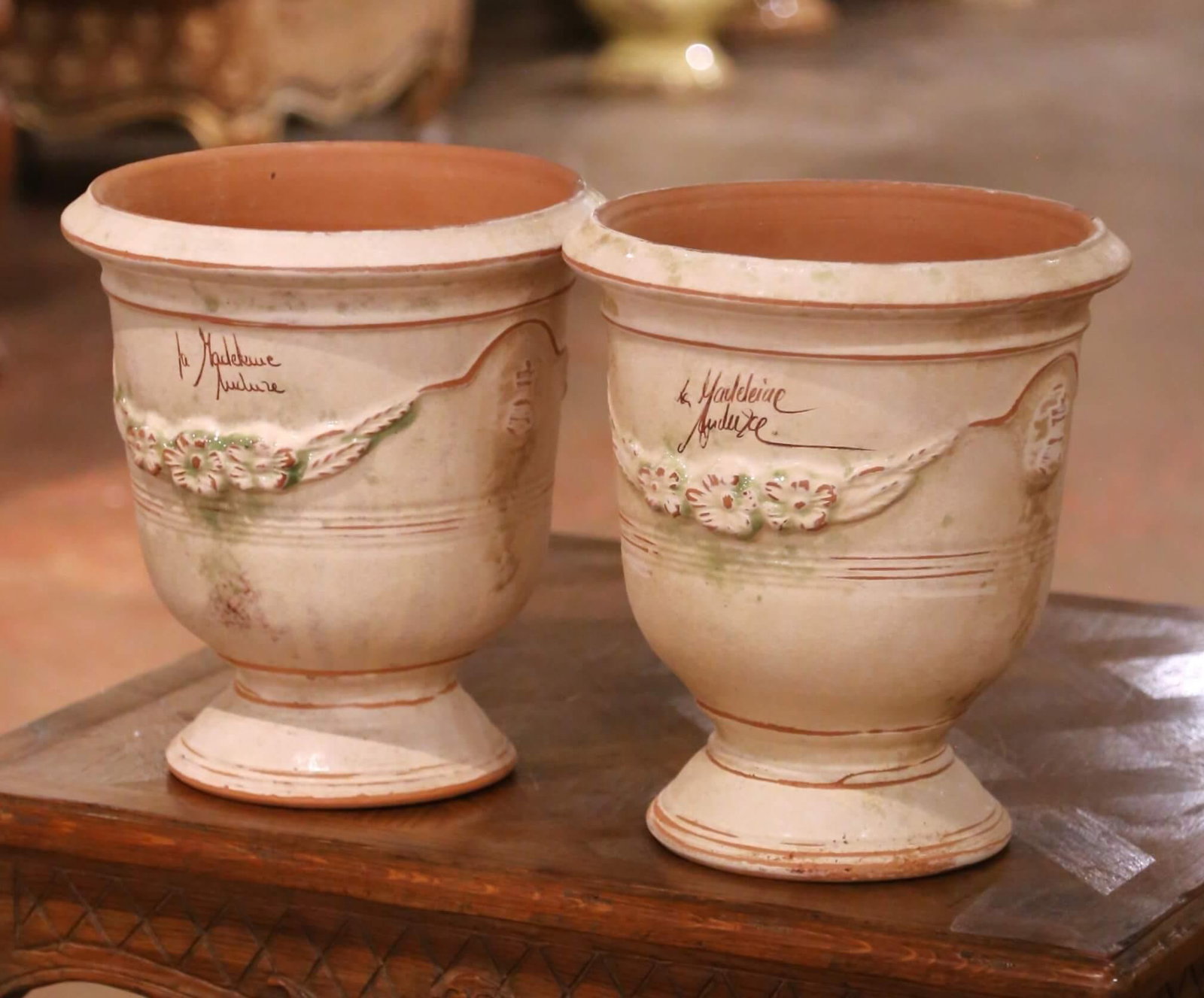 Pair of French Anduze Terracotta Planters Signed La Madeleine - 5