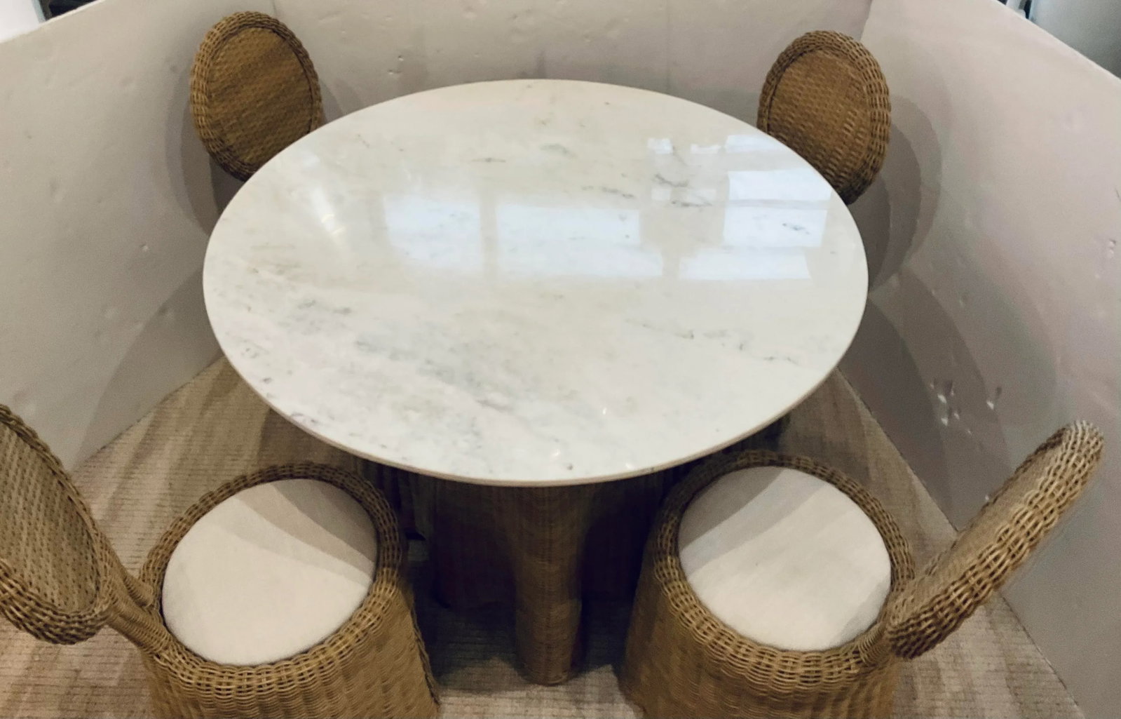 Celerie Kemble for Lane Venture Wicker Rattan Crispin Wave Indoor/Outdoor Dining Table Set - 5