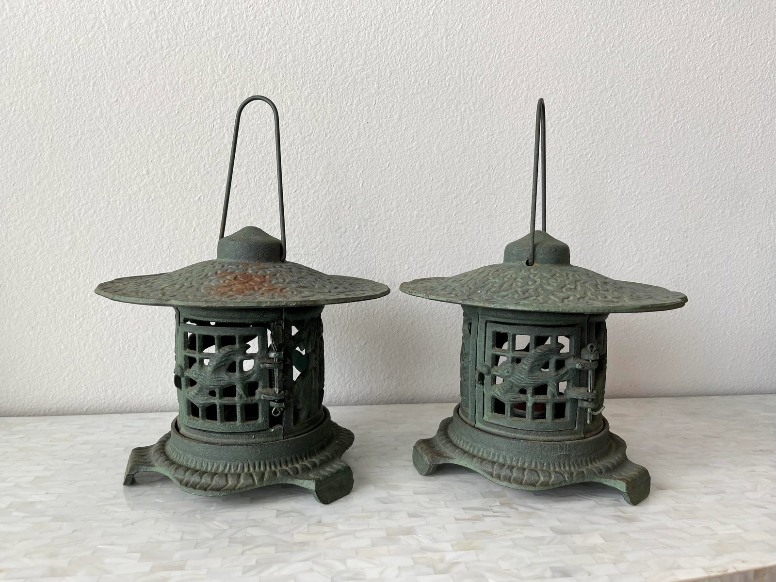 Antique Chinese Cast Iron Pagoda Garden Lanterns - 13