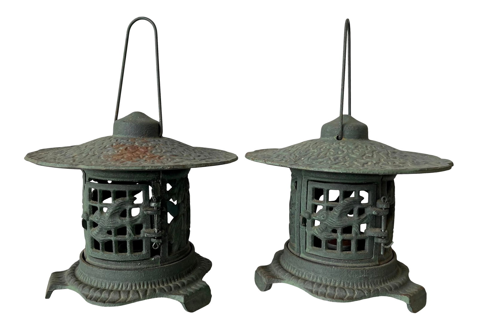 Antique Chinese Cast Iron Pagoda Garden Lanterns (1 of 13)