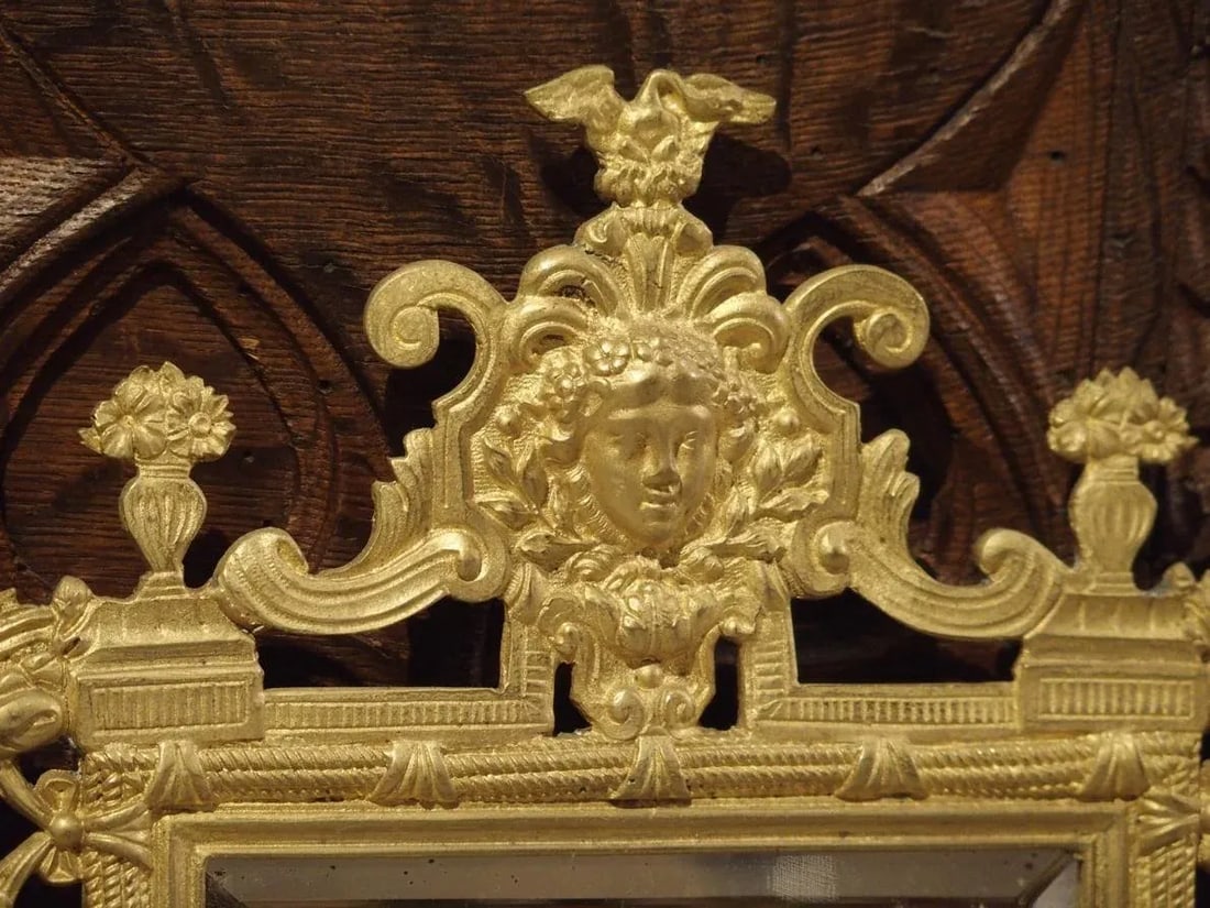 Antique French Bronze Dore Mirrors With Mascarons and Floral Motifs, Circa 1880 - a Pair - 10