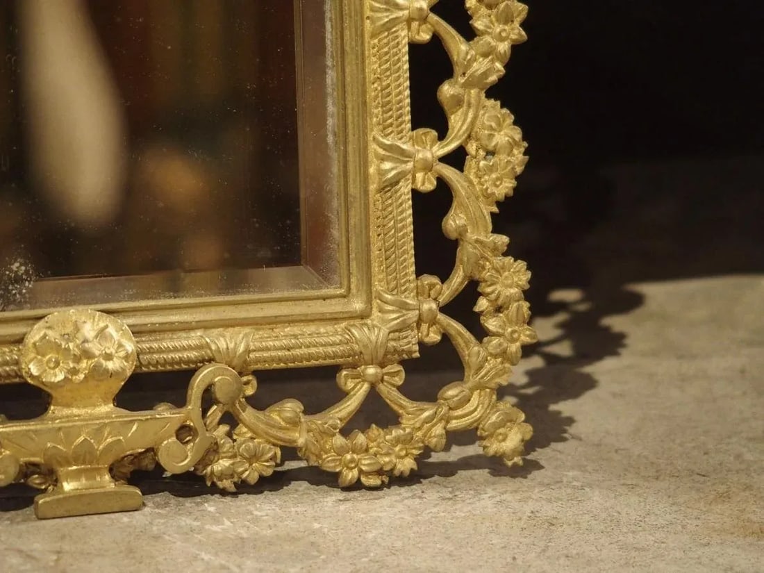 Antique French Bronze Dore Mirrors With Mascarons and Floral Motifs, Circa 1880 - a Pair - 8