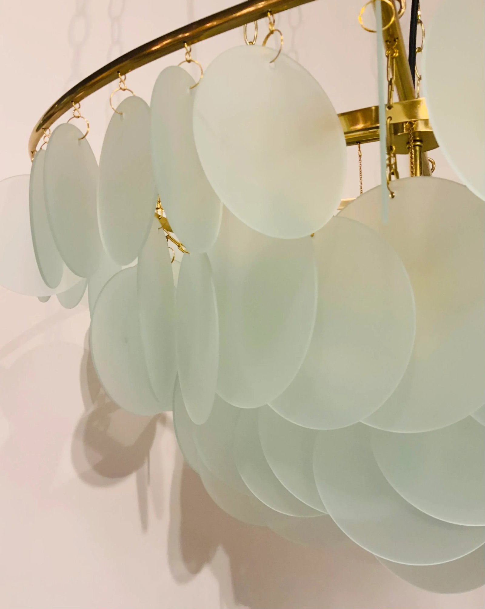 Modern Aqua Glass Disc Chandelier - 3