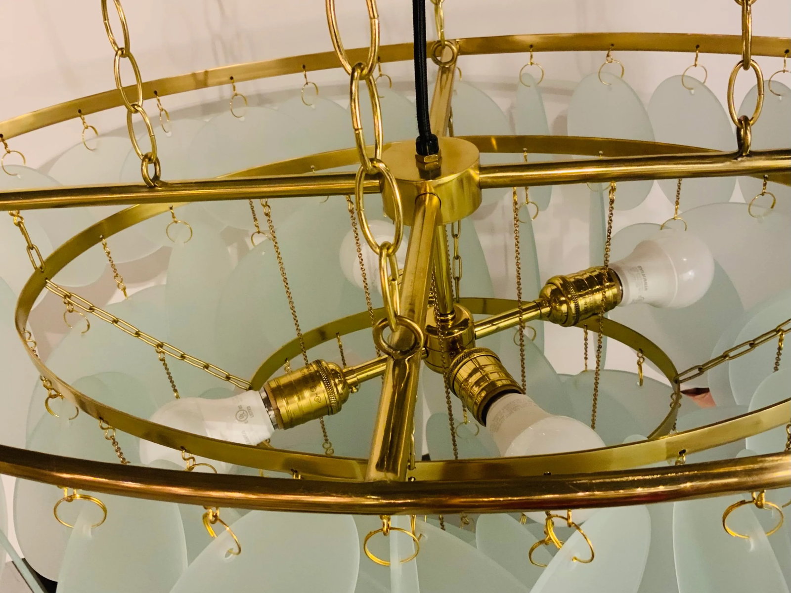 Modern Aqua Glass Disc Chandelier - 5