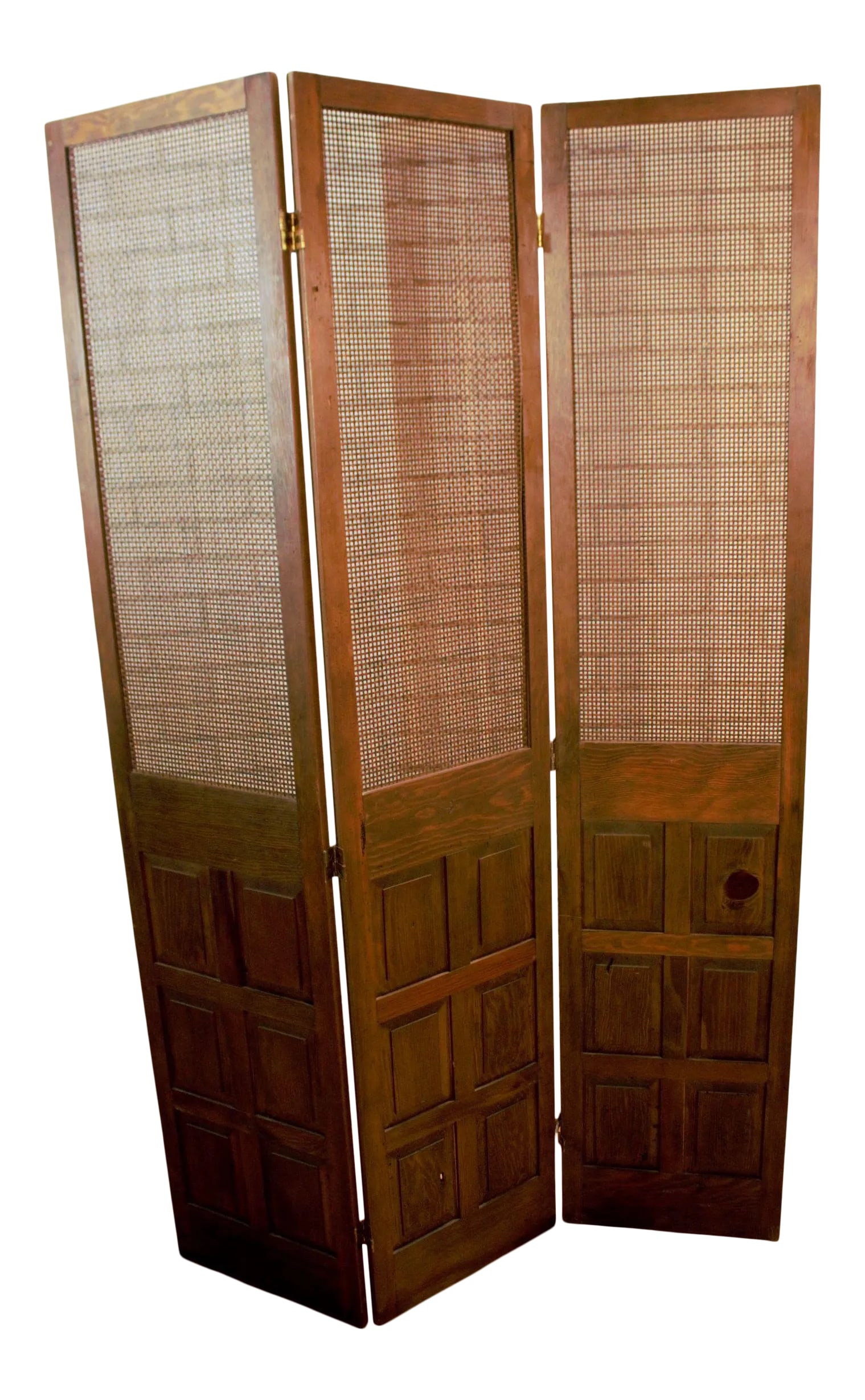 Mid Century Modern Wood and Rattan Room Divider Separator (1 of 13)