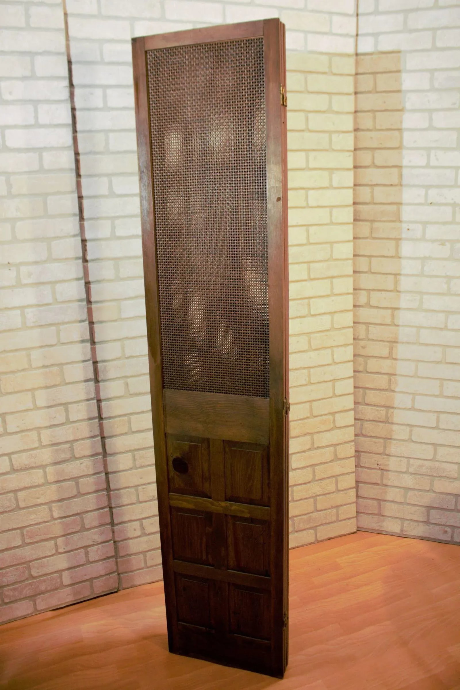 Mid Century Modern Wood and Rattan Room Divider Separator - 6