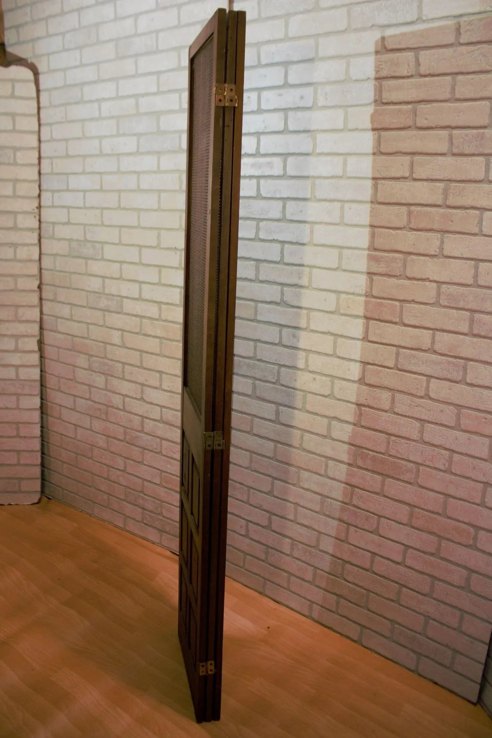 Mid Century Modern Wood and Rattan Room Divider Separator - 7